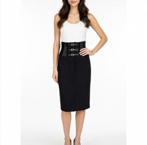 MARIA GRAZIA SEVERI Womens Skirt IT 42 (US 6) Black Bustier Midi Front Slit VG